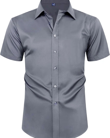 Classic Men's Slim Fit Short Sleeve Business Shirt - Non-Ironing 5XL