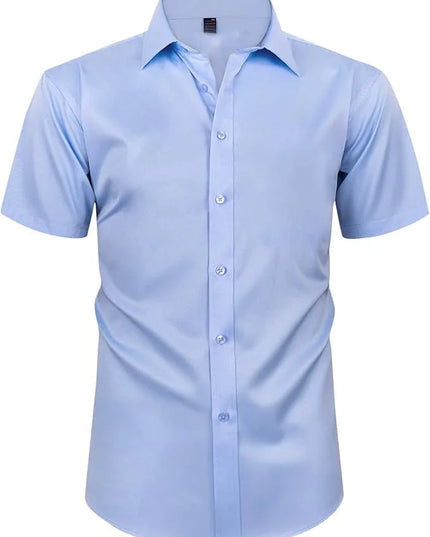 Classic Men's Slim Fit Short Sleeve Business Shirt - Non-Ironing 5XL