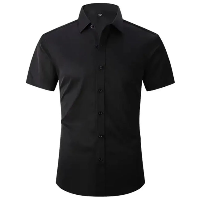 Classic Men's Slim Fit Short Sleeve Business Shirt - Non-Ironing 5XL