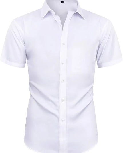 Classic Men's Slim Fit Short Sleeve Business Shirt - Non-Ironing 5XL