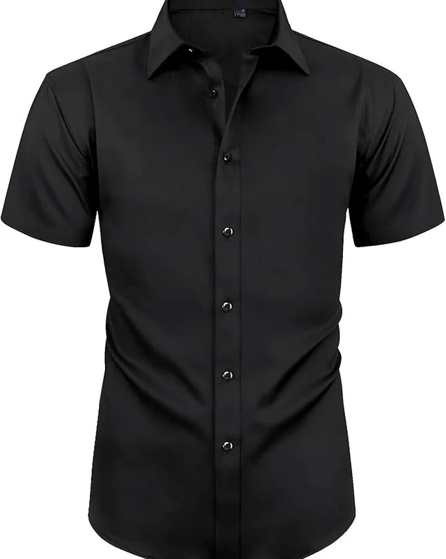 Classic Men's Slim Fit Short Sleeve Business Shirt - Non-Ironing 5XL