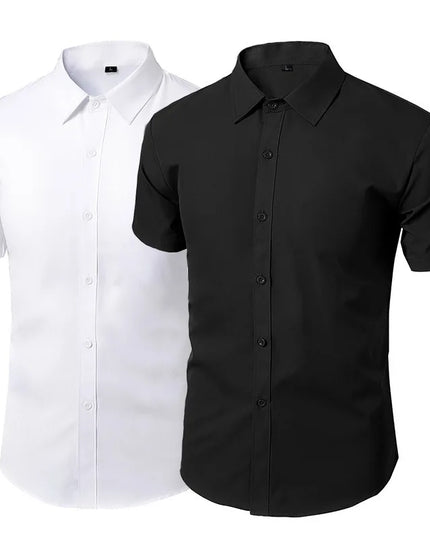 Classic Men's Slim Fit Short Sleeve Business Shirt - Non-Ironing 5XL