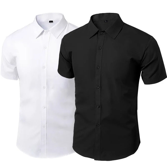 Classic Men's Slim Fit Short Sleeve Business Shirt - Non-Ironing 5XL