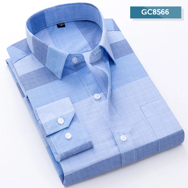 Classic Plaid Long Sleeve Button Down Shirt for Men - Soft & Casual