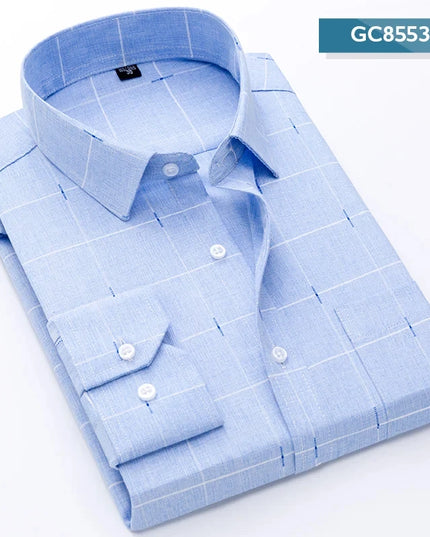 Classic Plaid Long Sleeve Button Down Shirt for Men - Soft & Casual