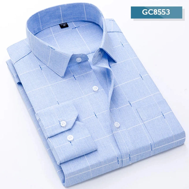 Classic Plaid Long Sleeve Button Down Shirt for Men - Soft & Casual