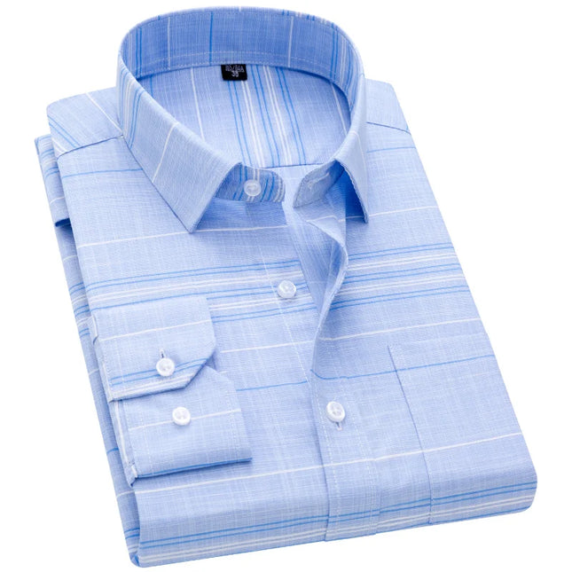 Classic Plaid Long Sleeve Button Down Shirt for Men - Soft & Casual