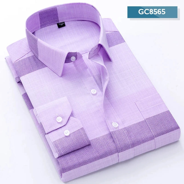 Classic Plaid Long Sleeve Button Down Shirt for Men - Soft & Casual