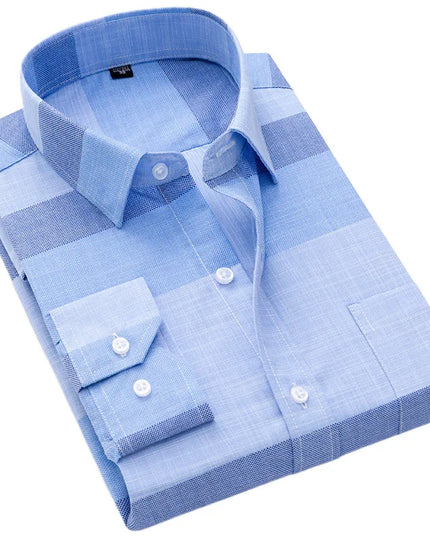 Classic Plaid Long Sleeve Button Down Shirt for Men - Soft & Casual