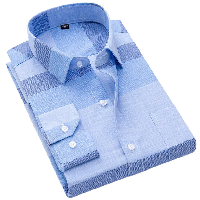 Classic Plaid Long Sleeve Button Down Shirt for Men - Soft & Casual