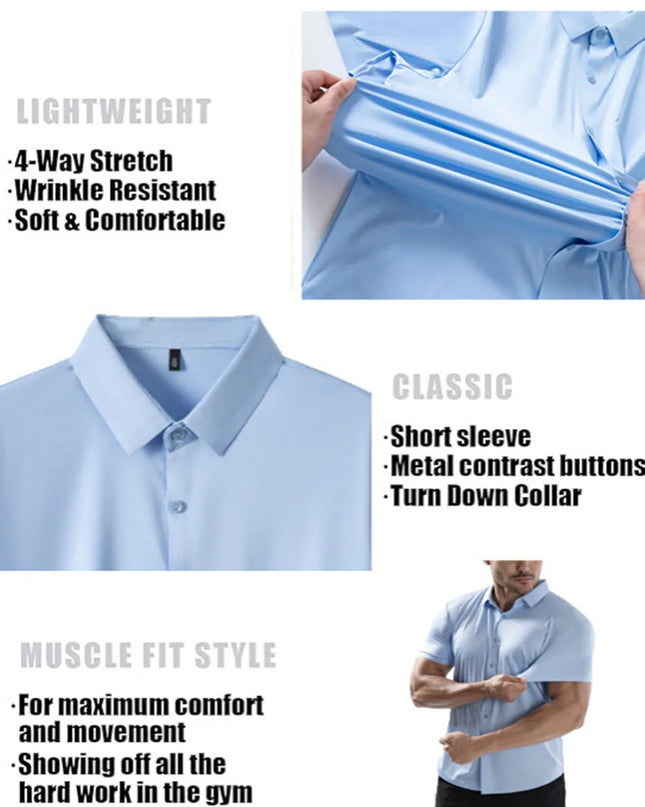 Classic Short Sleeve Summer Shirts for Men - Easy-Care & Wrinkle Free