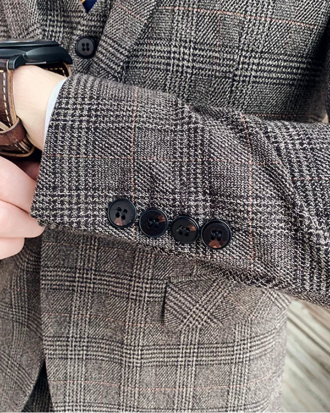 Elegant 7XL Hemp Suit - Blazer, Vest & Trousers for Gentlemen