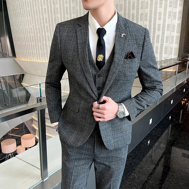 Elegant 7XL Hemp Suit - Blazer, Vest & Trousers for Gentlemen