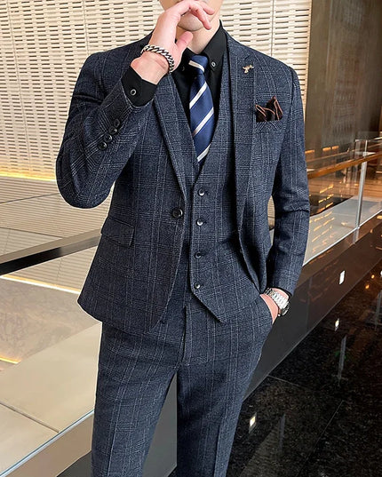 Elegant 7XL Hemp Suit - Blazer, Vest & Trousers for Gentlemen