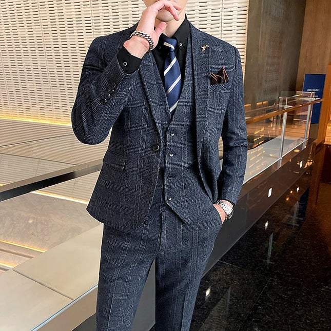 Elegant 7XL Hemp Suit - Blazer, Vest & Trousers for Gentlemen