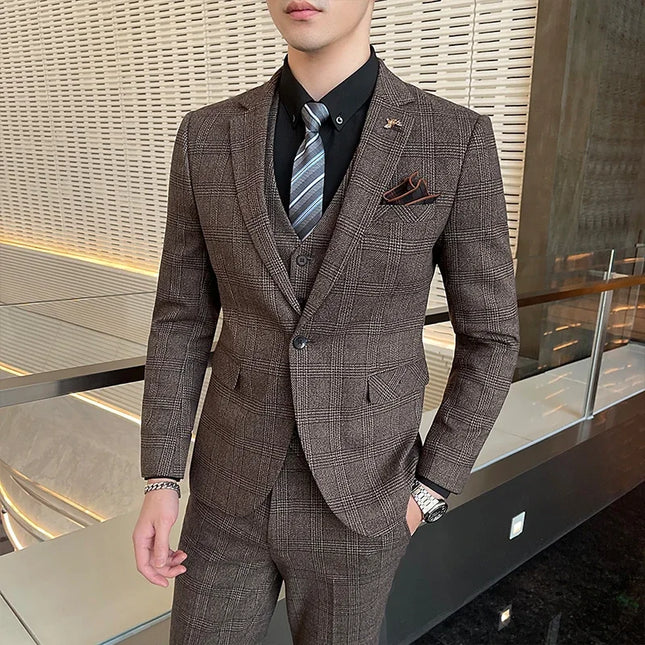 Elegant 7XL Hemp Suit - Blazer, Vest & Trousers for Gentlemen