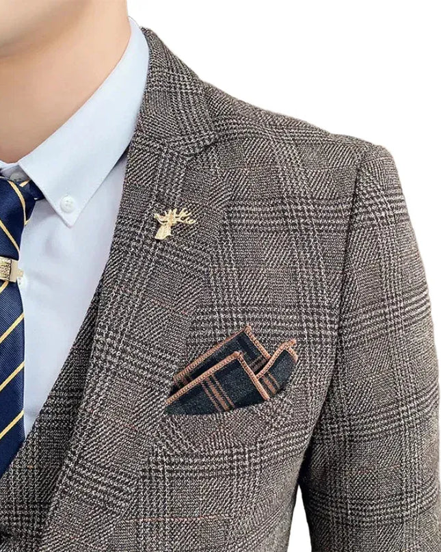 Elegant 7XL Hemp Suit - Blazer, Vest & Trousers for Gentlemen