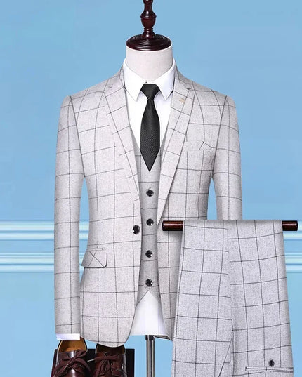 Elegant Italian 3-Piece Suit - Blazer, Vest & Trousers for Men