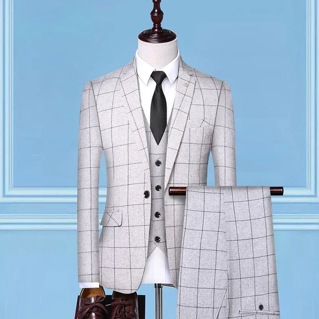 Elegant Italian 3-Piece Suit - Blazer, Vest & Trousers for Men