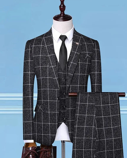 Elegant Italian 3-Piece Suit - Blazer, Vest & Trousers for Men