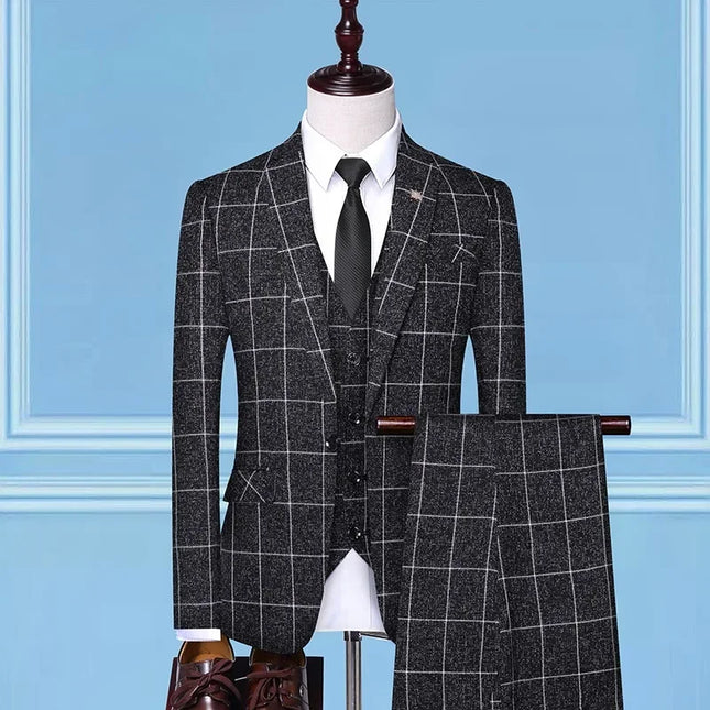 Elegant Italian 3-Piece Suit - Blazer, Vest & Trousers for Men