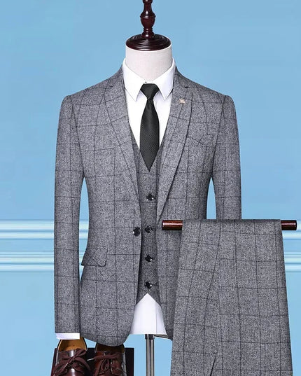 Elegant Italian 3-Piece Suit - Blazer, Vest & Trousers for Men