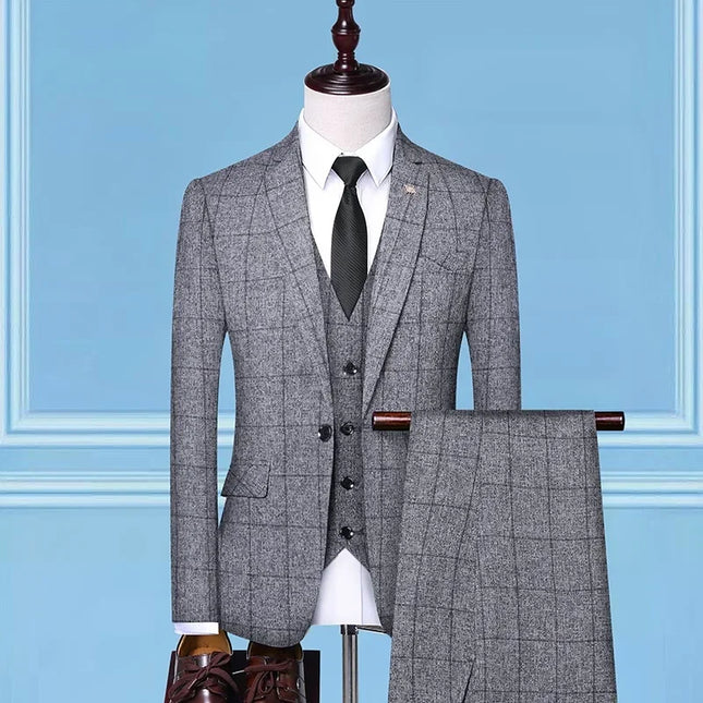 Elegant Italian 3-Piece Suit - Blazer, Vest & Trousers for Men