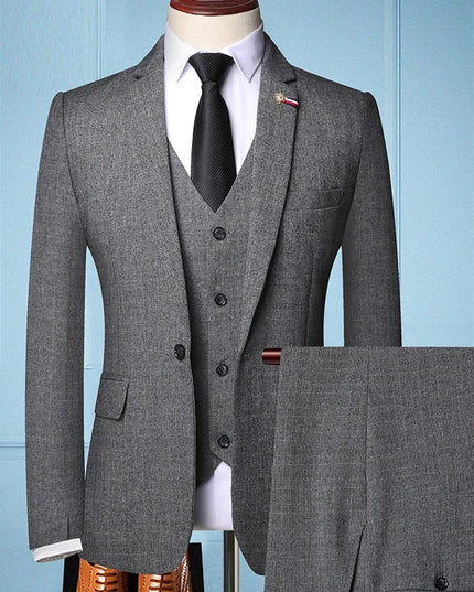 Elegant Men's 3-Piece Suit - Blazer, Vest, Pants, Slim Fit Style