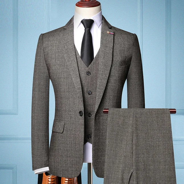 Elegant Men's 3-Piece Suit - Blazer, Vest, Pants, Slim Fit Style