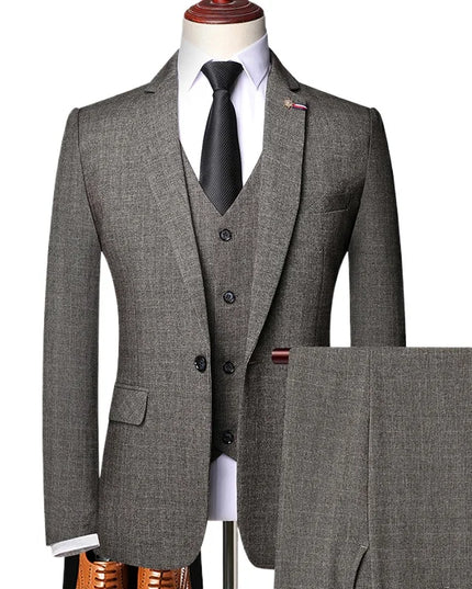 Elegant Men's 3-Piece Suit - Blazer, Vest, Pants, Slim Fit Style