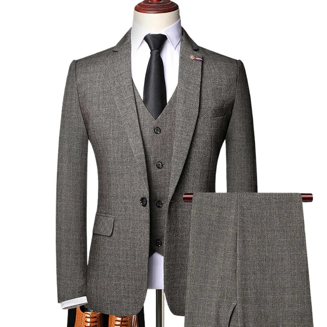Elegant Men's 3-Piece Suit - Blazer, Vest, Pants, Slim Fit Style