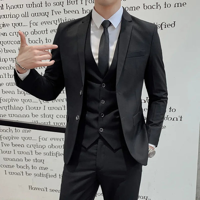 Elegant Men's Business Suit - Slim Fit Plus Size Dress Wedding Attire