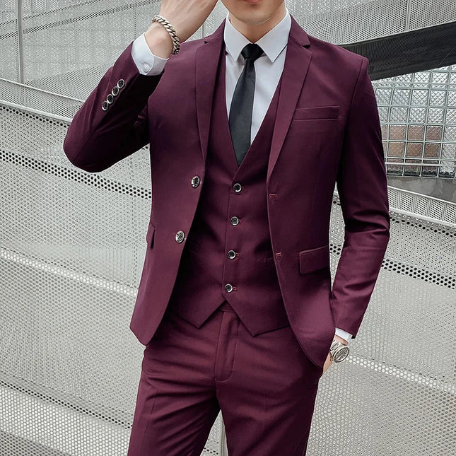 Elegant Men's Business Suit - Slim Fit Plus Size Dress Wedding Attire