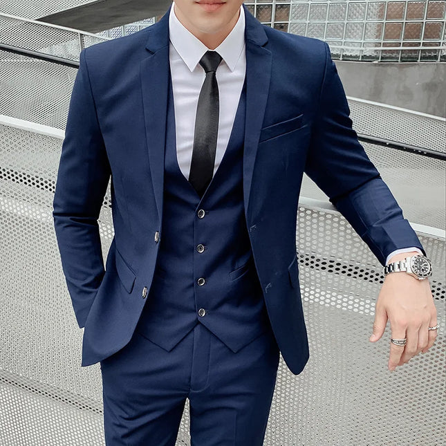 Elegant Men's Business Suit - Slim Fit Plus Size Dress Wedding Attire
