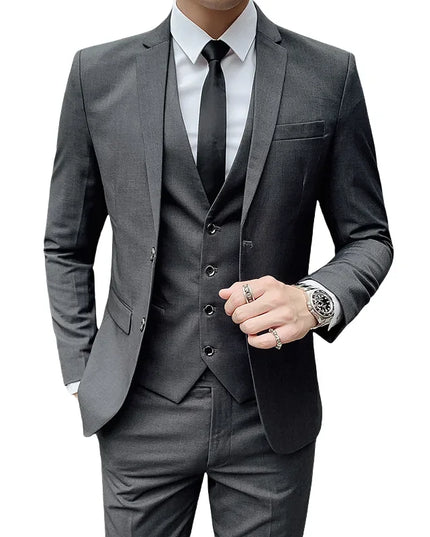 Elegant Men's Business Suit - Slim Fit Plus Size Dress Wedding Attire