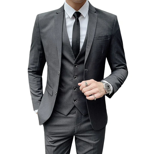 Elegant Men's Business Suit - Slim Fit Plus Size Dress Wedding Attire