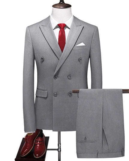 Elegant Men's Double Breasted Suit - Casual British Style Blazer & Pants