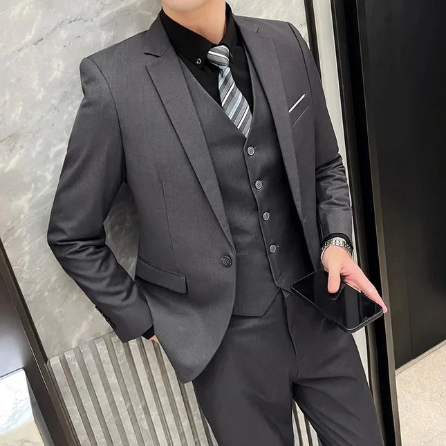 Elegant Men's Suit Set - Blazer, Vest & Pants for Weddings