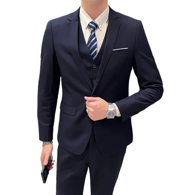 Elegant Men's Suit Set - Blazer, Vest & Pants for Weddings