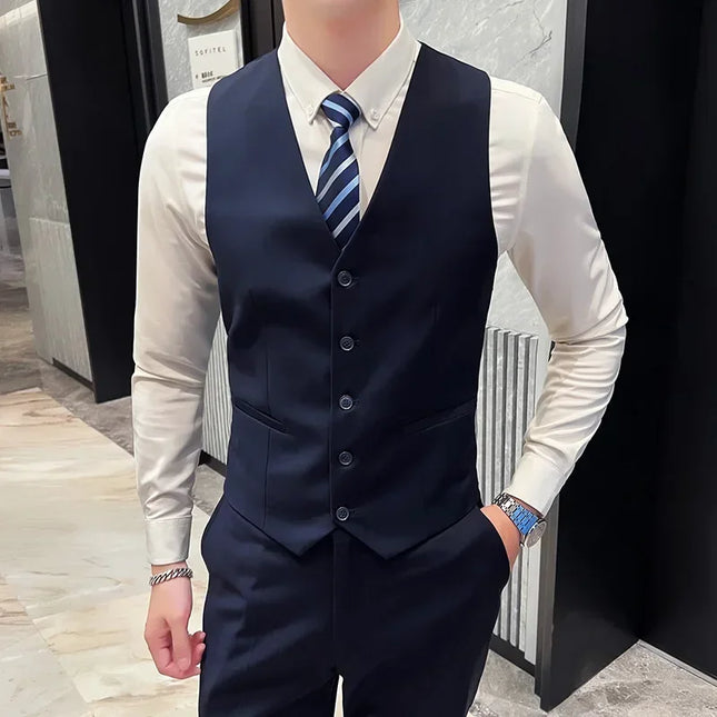 Elegant Men's Suit Set - Blazer, Vest & Pants for Weddings