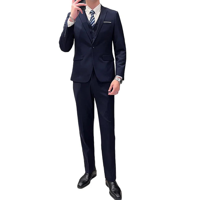 Elegant Men's Suit Set - Blazer, Vest & Pants for Weddings