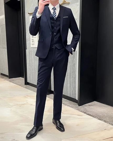 Elegant Men's Suit Set - Blazer, Vest & Pants for Weddings