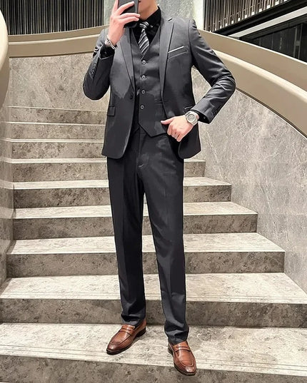 Elegant Men's Suit Set - Blazer, Vest & Pants for Weddings