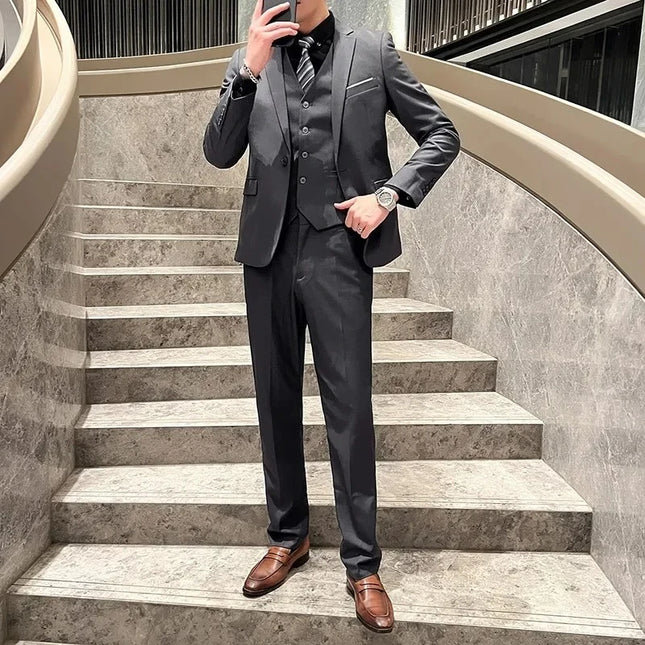 Elegant Men's Suit Set - Blazer, Vest & Pants for Weddings