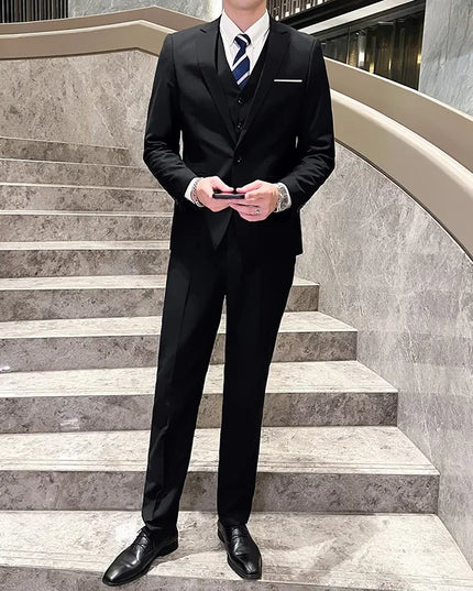 Elegant Men's Suit Set - Blazer, Vest & Pants for Weddings