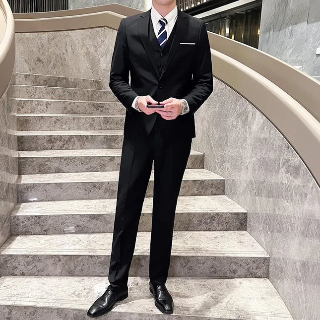 Elegant Men's Suit Set - Blazer, Vest & Pants for Weddings
