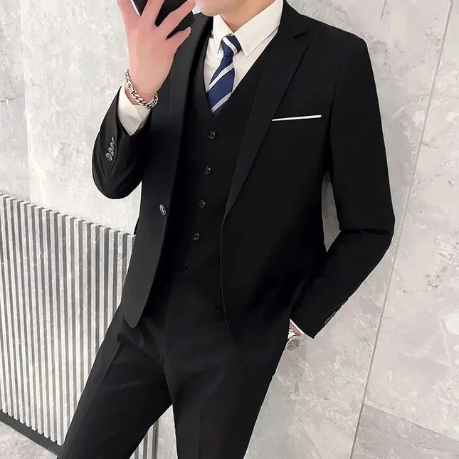Elegant Men's Suit Set - Blazer, Vest & Pants for Weddings