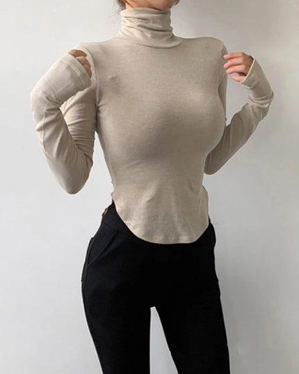 Turtleneck Long Sleeve Shirt - VOLDRI