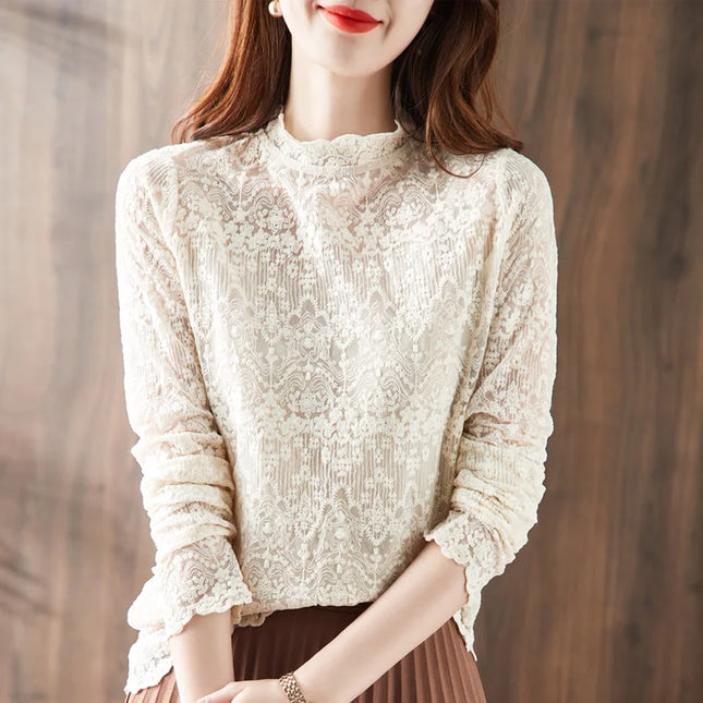 Embroidery Lace Flower Crochet Shirts - VOLDRI