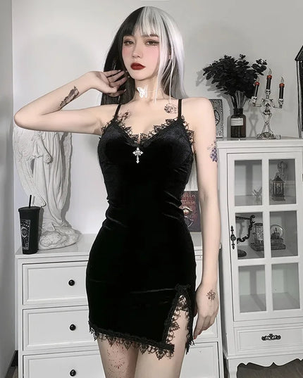 Dark Cross Slit Dresses